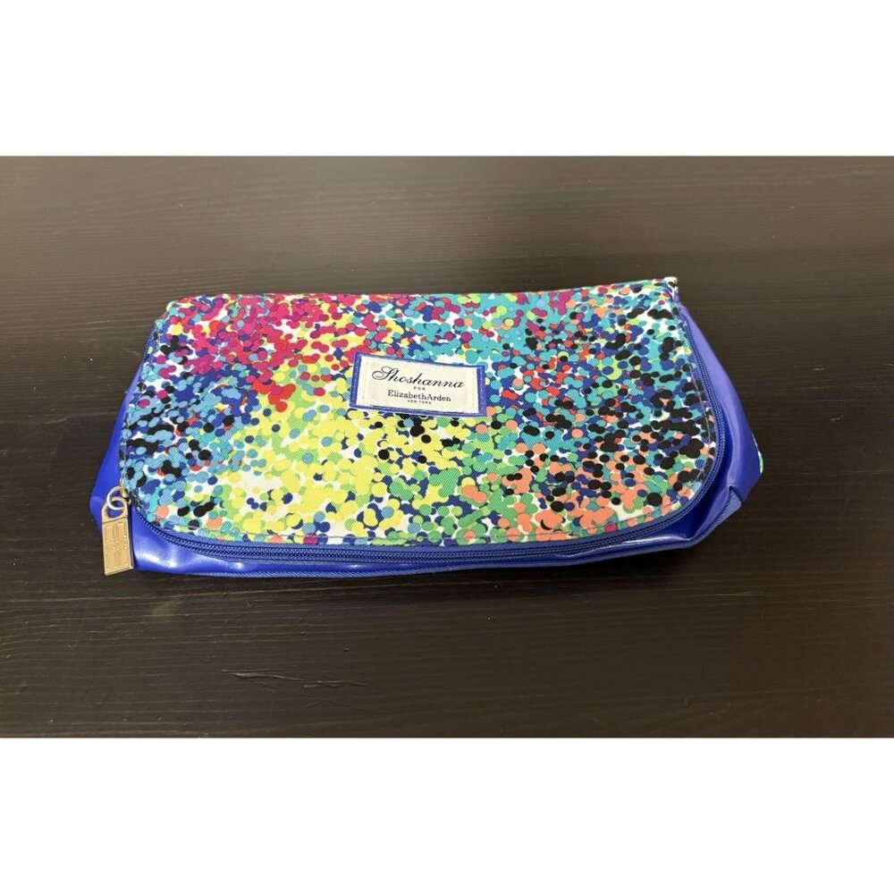 Shosanna For Elizabeth Arden Blue Multicolor Zipped Cosmetic Makeup Bag Clutch